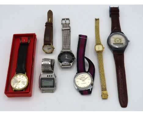 A selection of various fashion wristwatches including Swatch Six, Calvin Klein, Coritime, Citizen & Casio
