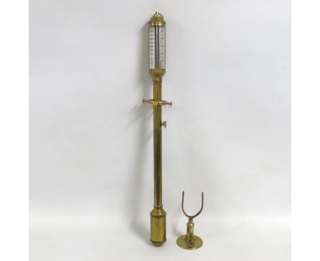 A reproduction brass Dyoka ship barometer with gimbal mounting, 845mm tall