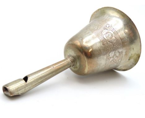A Chinese silver bell whistle, make mark YLS, 33.8g