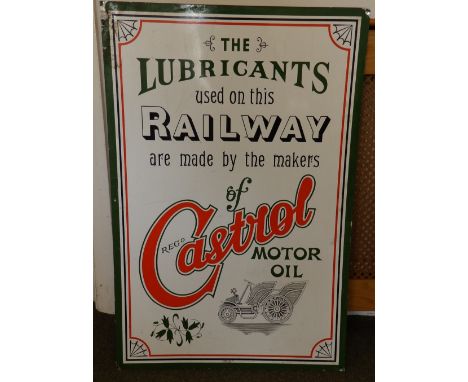 A retro Castrol enamel aluminium advertising sign, 36" x 24".