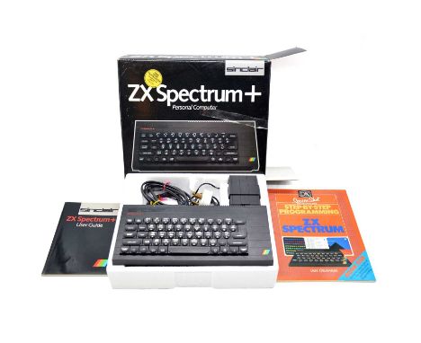 Sinclair ZX Spectrum+ personal computer, boxed with users guide and step-by-step programming guide