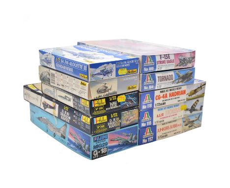 Ten 1/72 scale model aircraft kits, Italeri, Fujimi and Heller, including Italeri ref. 117 Junkers JU118; ref. 118 CG-4A Hadr