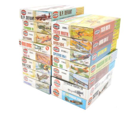Airfix 1/72 scale model aircraft kits, fifteen including ref. 61049 SPAD VII; ref. 61038 Kittyhawk; ref. 61034 YAK-9D; ref. 6