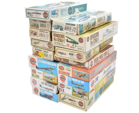 Airfix 1/72 scale model military aircraft kits, seventeen including ref. 251 Kingfisher; ref. 295 Mitsubishi 'Dinah'; ref. 02