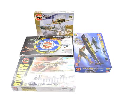 Airfix 1/72 scale model aircraft kit sets, four including ref. 08670 Bombers; ref. 10999 Battle of Britain memorial flight; r