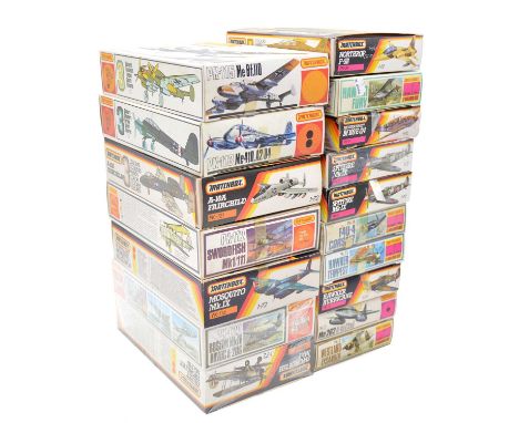 Matchbox 1/72 scale model aircraft kits, seventeen including ref. PK-112 Farley Swordfish Mk I (x2); ref. PK-2 Spitfire Mk IX