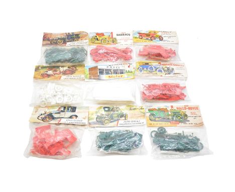 Airfix 1/32 scale model cars and motor racing accessories, nine including ref. 78 1904 Rolls-Royce; ref. 5063 Press Box; ref.