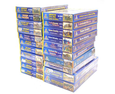 Italeri 1/72 scale figure sets, twenty-one including ref. 6041 British artillery (x3); ref. 6038 American Civil war Union art