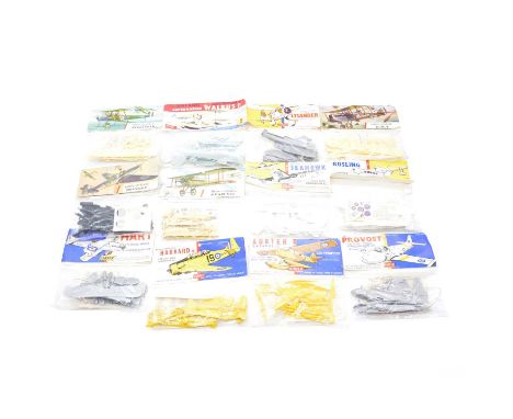 Airfix 1/72 scale model aircraft kit bags, twelve including ref. 128 AVRO 504K; ref. 109 Provost; ref. 1389 Hawker Hart; and 