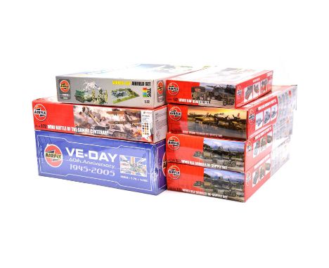 Airfix 1/72 scale model kit sets and dioramas, seven including ref. 10301 VE-day 60th anniversary set, also includes 1/600 sh