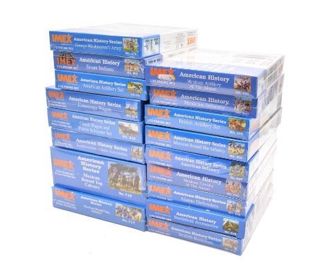 IMEX 1/72 scale model figures, seventeen including ref. 718 Mexican round top cavalry; ref. 717 Mexican round top infantry; r