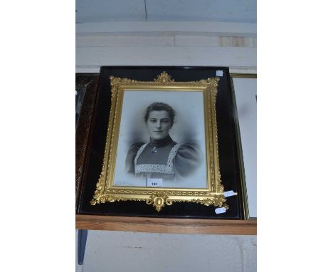 Late 19th/early 20th Century photographic print, probably on porcelain, portrait of a young lady, marked G T Y Dickinson, set