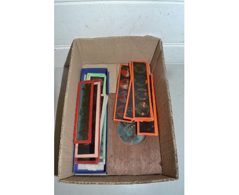 Box of various magic lantern slides