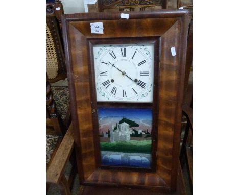 Jerome &amp; Co, Newhaven, Connecticut, wall clock with decorated glass door