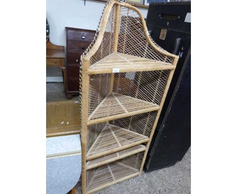 Wicker corner shelf unit