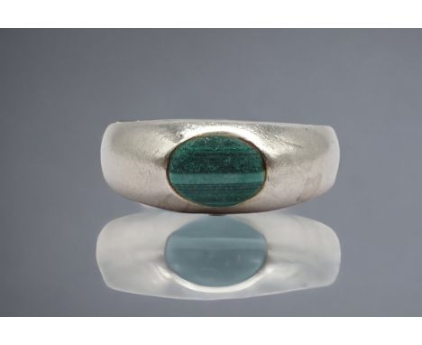 Malachit Silber Ring, Sterlingsilber 925/000, Ringgröße 58, Gewicht 5,5 Gramm