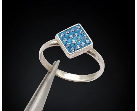 Ring mit Strass, Sterlingsilber 925/000, Ringgröße 55, Gewicht 2,4 Gramm