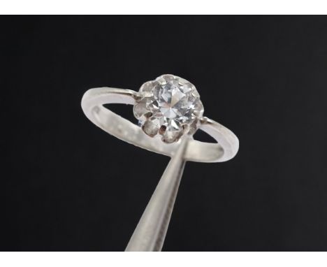 Ring mit einem rund facc. klaren Stein, Silber 925/000, Ringgröße 52/53, Gewicht 2,3 Gramm