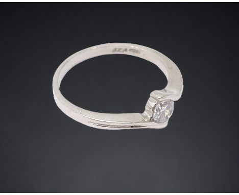 Solitär Zirkon Ring, Sterlingsilber 925/000, Ringgröße 60, Gewicht 2,6 Gramm