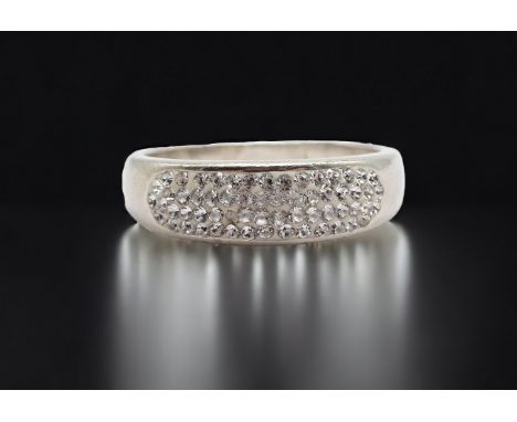 Silber Ring mit Strass, diese mit Tragespuren, Sterlingsilber 925/000, Ringgröße 65, Gewicht 5,0 Gramm