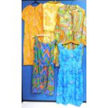 Five circa 1960's/70's ladies patterned dresses (5)
