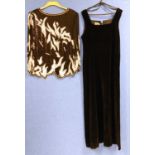Two items of lady's evening wear, to include a black beaded and silver sequinned silk top by Sho Max