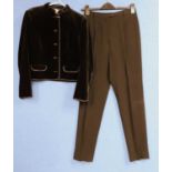 A lady's black velvet Jaeger jacket size 8 together with a pair of Gerard Darel trousers size 38 (