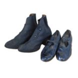 Two pairs of lady's mid 20th century shoes, to include a pair of rubberised heeled boots with