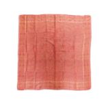 A Norwich silk shawl, in red paisley pattern, approx. 87 x 89cm edges slightly frayed but overall
