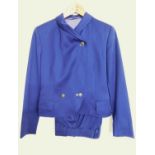 A lady's Versace 'Versus'two piece suit, the crossover button front cropped jacket, withfront flap