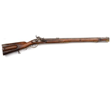 A Prussian M1835 Jaeger Percussion Rifle, .62 calibre, the 70cm swamped octagonal steel barrel with bayonet bar, hinged leaf 