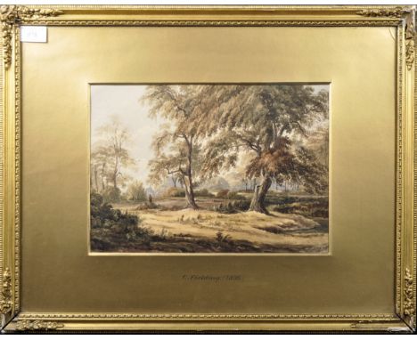 Anthony Vandyke Copley Fielding POWS (1787-1855) - A 19th Century watercolour portrait painting depicting a landscape scene w