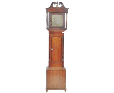 A 18th Century George III mahogany cased North Country grandfather longcase clock of typical form having an arched pediment t