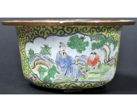 An 18th Century Chinese Qianlong mark and period Canton enamel prayer bowl. The bowl having hand enamelled and painted decora