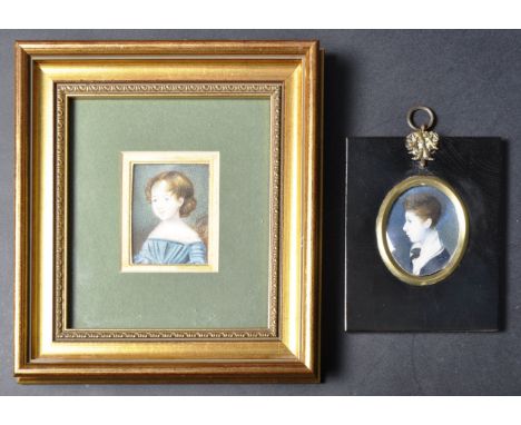 Two 19th Century watercolour on ivory portrait painting miniatures both depicting children. Comprises an example of a young g