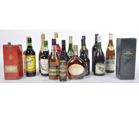 A selection of assorted bottled wine, port, brandy, sherry and liquors to comprise of a 750ml / 75cl bottle of Portuguese Ros