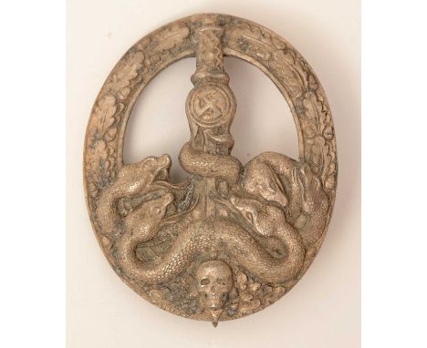 A&nbsp;WWII Waffen-SS Anti-Partisan badge, in silver, with sword shaped pin, unmarked, 6 x 5cms.