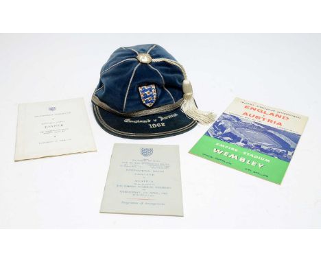 An England international friendly cap, awarded to Stanley (Stan) Anderson (27 February 1934-10 June 2018), versus Austria 196