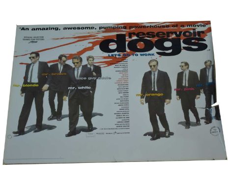 An original quad Movie Poster for "Reservoir Dogs" (Quentin Tarantino) 1992, first British release, unframed, 76 x 102cms.