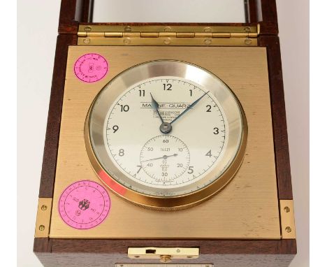 A 20th Century Marine Quartz chronometer by Wempe, Hamburg, the Arabic dial with subsidiary seconds aperture, mounted in bras