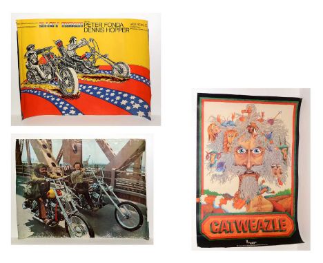 Aquarius posters movie poster for "Easy Rider", starring Peter Fonda, Dennis Hopper and Jack Nicholson, 79 x 53cms long, unfr