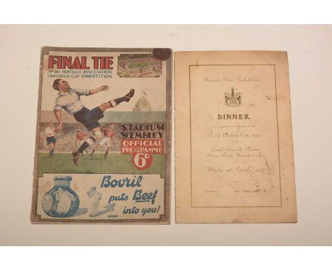 A football programme for the FA Cup Final at Wembley Stadium, 23rd April 1932 between Newcastle United and Arsenal, known as 