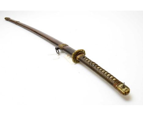 A Second World War Japanese katana, the 68cms single edged slightly curved blade on a tang with signature to both sides (see 