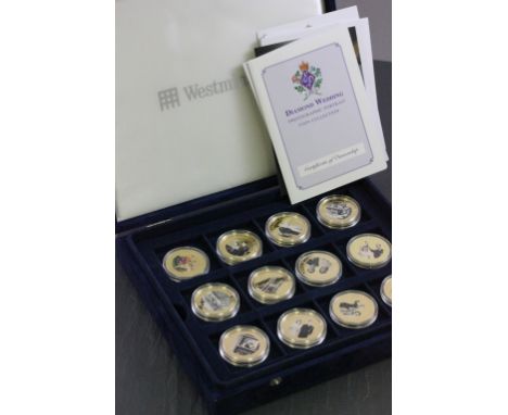 Diamond Wedding Photographic Portrait coin collection of 24 coins with box & COA's      