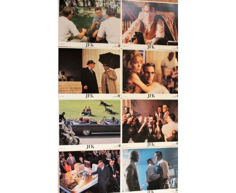 J. F. K.1991 Front of House Lobby Cards set of eight. Conspiracy-thriller. Directed by Oliver Stone. Starring Kevin Costner a