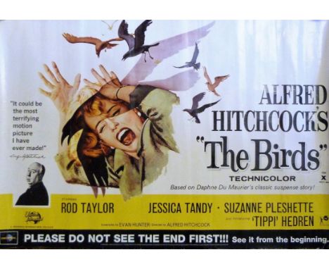 The Birds. Double Crown poster, 33x23.5in. American psychological horror-thriller directed by Alfred Hitchcock loosely based 