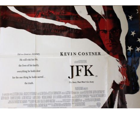 J. F. K.1991 Quad Poster 30x40in. Conspiracy-thriller. Directed by Oliver Stone. Starring Kevin Costner and Tommy Lee Jones. 