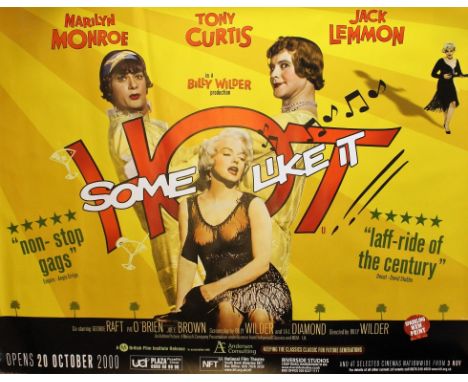 Some Like It Hot.Anniversary Quad Poster 30x40in. Romantic Comedy set in 1929 directed and produced by Billy Wilder. Starring