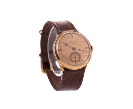 GENTLEMAN'S LORD ELGIN MANUAL WIND WRIST WATCH,the round rose coloured dial with Roman and baton hour markers, subsidiary dia