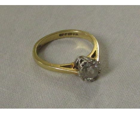 18ct gold solitaire diamond ring, stone estimated at 0.45 carat, total weight 2.4g